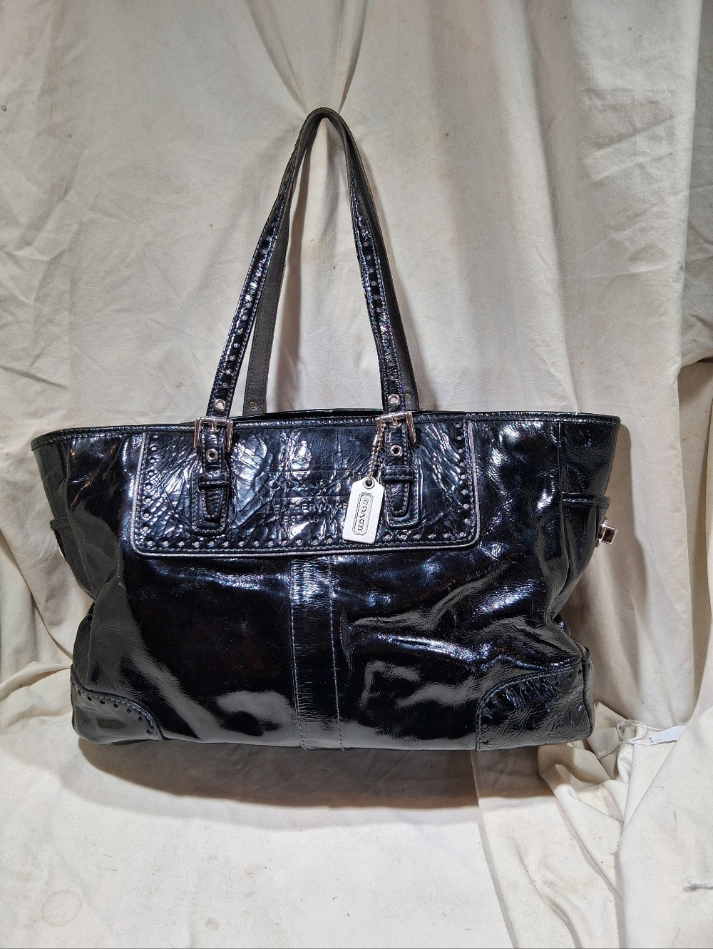 Coach Black Patent Leather Shoulder Tote